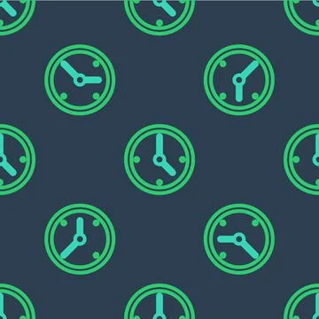 Line Clock icon isolated seamless pattern on blue background. Time symbol Stock Illustration