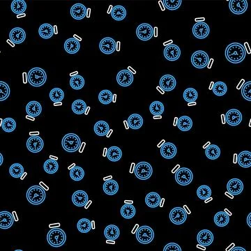 Line Clock icon isolated seamless pattern on black background. Time symbol Illustrazione stock