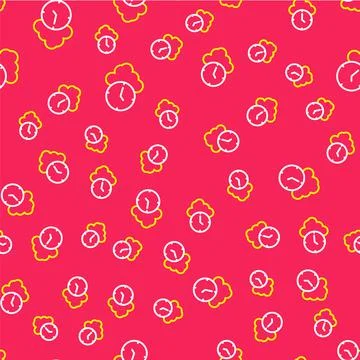 Line Clock icon isolated seamless pattern on red background. Time symbol.  Ve Stock Illustration