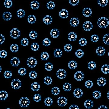 Line Clock icon isolated seamless pattern on black background. Time symbol.   Stock Illustration