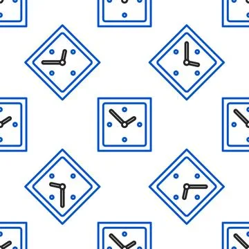 Line Clock icon isolated seamless pattern on white background. Time symbol Stock Illustration