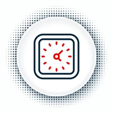 Line Clock icon isolated on white background. Time symbol. Colorful outline Stock Illustration