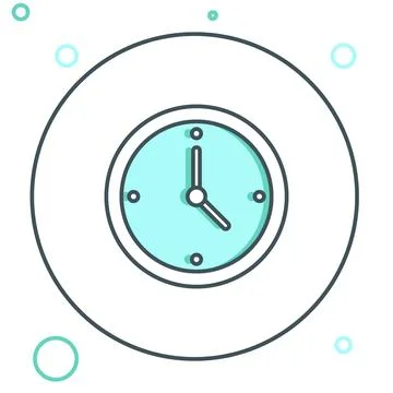 Line Clock icon isolated on white background. Time symbol. Colorful outline.. Stock Illustration
