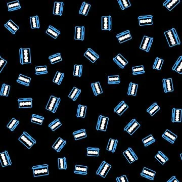Line Clock on laptop screen icon isolated seamless pattern on black background Stock Illustration