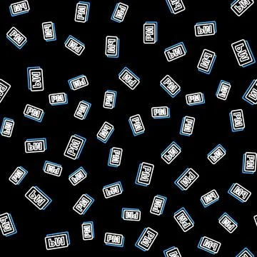 Line Clock PM icon isolated seamless pattern on black background. Time symbol 스톡 일러스트
