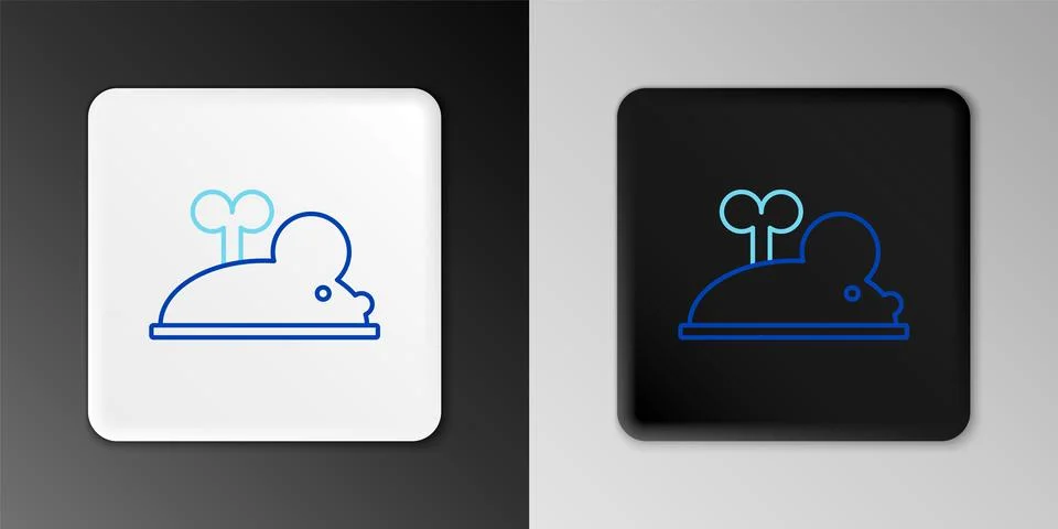 Line Clockwork mouse icon isolated on grey background. Wind up mouse toy Illustrazione stock