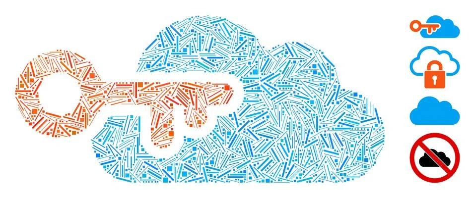 Line Cloud Access Icon Vector Collage Stock Illustration