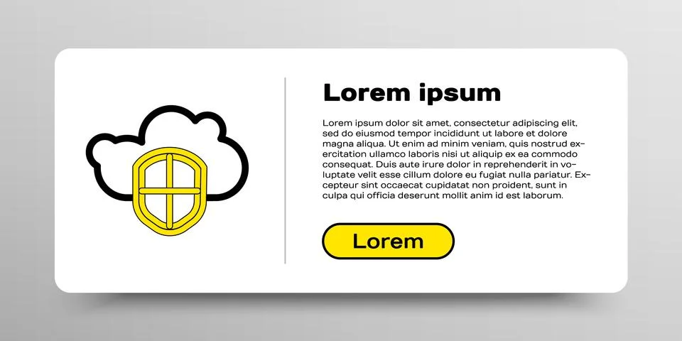 Line Cloud and shield icon isolated on white background. Cloud storage data 스톡 일러스트