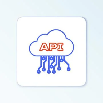 Line Cloud api interface icon isolated on white background. Application Stock Illustration
