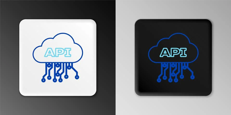 Line Cloud api interface icon isolated on grey background. Application Stock Illustration