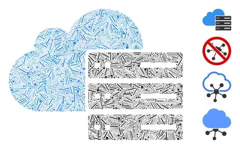 Line Cloud Computing Icon Vector Collage イラスト素材