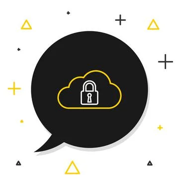 Line Cloud computing lock icon isolated on white background. Security, safety 스톡 일러스트