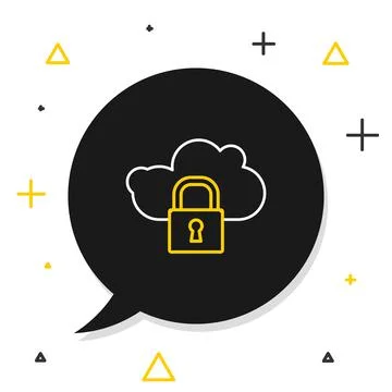 Line Cloud computing lock icon isolated on white background. Security, safety Stock Illustration