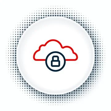Line Cloud computing lock icon isolated on white background. Security, safety 스톡 일러스트