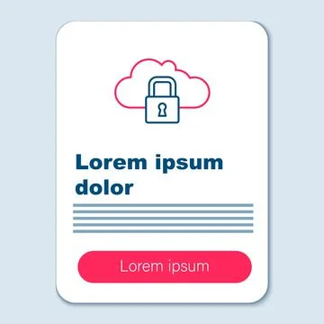 Line Cloud computing lock icon isolated on grey background. Security, safety 스톡 일러스트