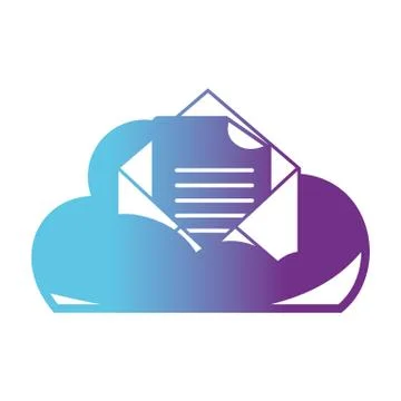 Line cloud data and card with document information 스톡 일러스트