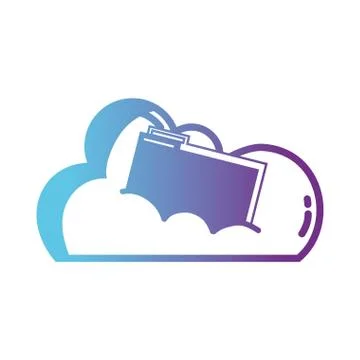 Line cloud data with digital folder file Stock Illustration