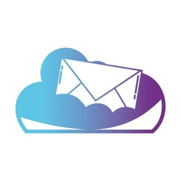 Line cloud data with e-mail card message Stock Illustration