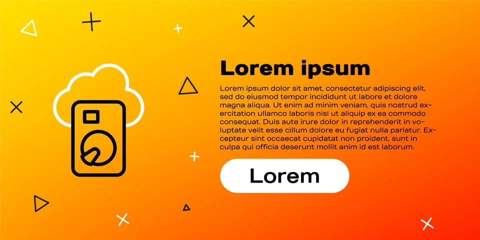 Line Cloud database icon isolated on yellow background. Cloud computing concept Stock Illustration
