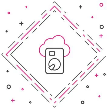 Line Cloud database icon isolated on white background. Cloud computing concept Stock Illustration