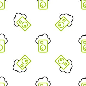 Line Cloud database icon isolated seamless pattern on white background. Cloud Stock Illustration