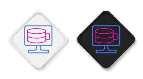 Line Cloud database icon isolated on white background. Cloud computing concept Illustrazione stock