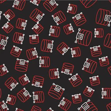 Line Cloud database icon isolated seamless pattern on black background. Cloud Stock Illustration