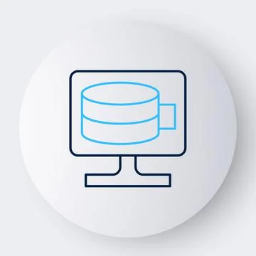 Line Cloud database icon isolated on white background. Cloud computing concept Illustrazione stock
