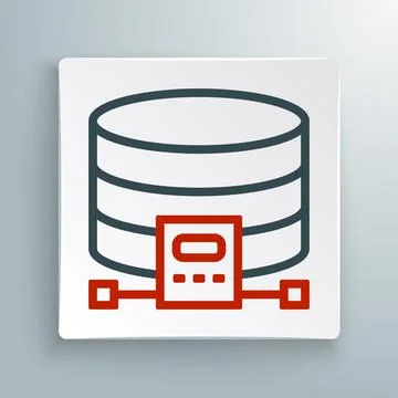 Line Cloud database icon isolated on white background. Cloud computing concept Stock Illustration