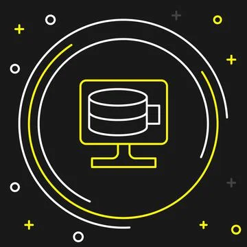 Line Cloud database icon isolated on black background. Cloud computing concept Illustrazione stock