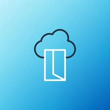 Line Cloud database icon isolated on blue background. Cloud computing concept Illustrazione stock