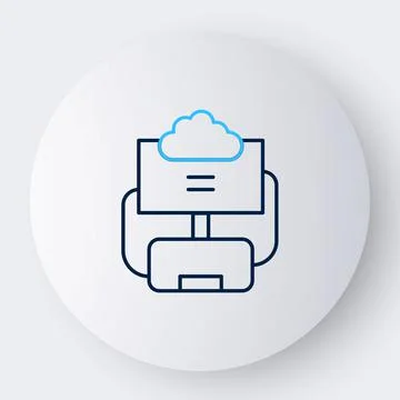 Line Cloud database icon isolated on white background. Cloud computing concept Illustrazione stock