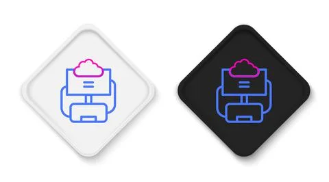 Line Cloud database icon isolated on white background. Cloud computing concept イラスト素材