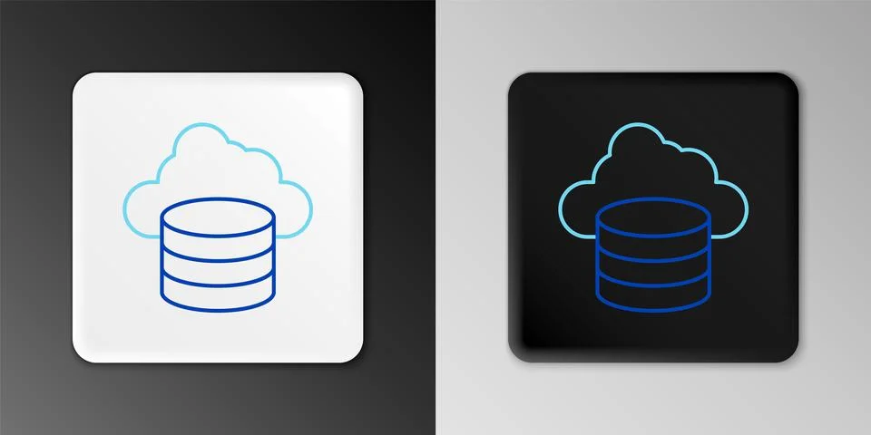 Line Cloud database icon isolated on grey background. Cloud computing concept 스톡 일러스트