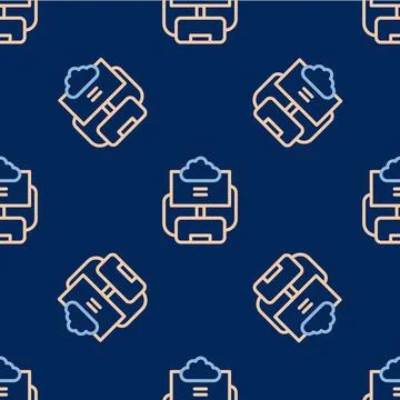Line Cloud database icon isolated seamless pattern on blue background. Cloud Stock Illustration