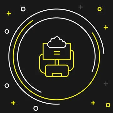 Line Cloud database icon isolated on black background. Cloud computing concept Stock Illustration