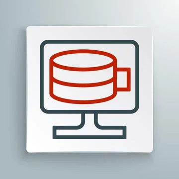 Line Cloud database icon isolated on white background. Cloud computing concept Stock Illustration