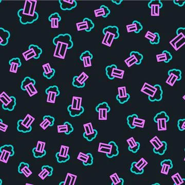 Line Cloud database icon isolated seamless pattern on black background. Cloud Illustrazione stock