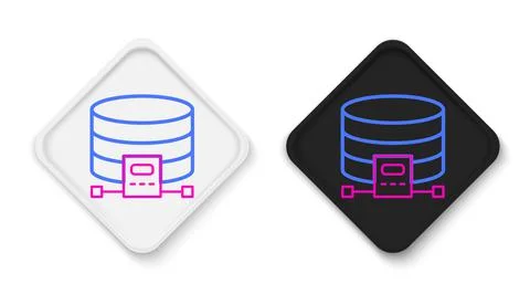 Line Cloud database icon isolated on white background. Cloud computing concep Stock Illustration