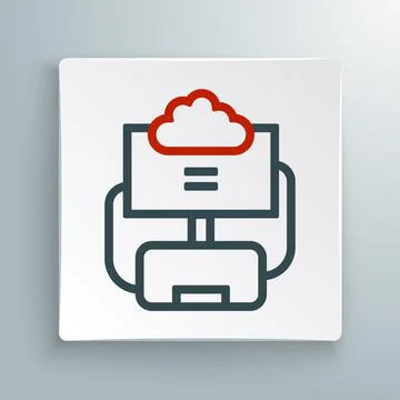 Line Cloud database icon isolated on white background. Cloud computing concep Stock Illustration