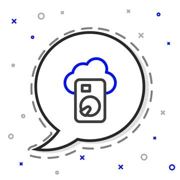 Line Cloud database icon isolated on white background. Cloud computing concept Illustrazione stock