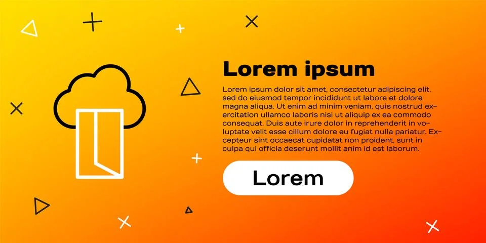 Line Cloud database icon isolated on yellow background. Cloud computing concept Ilustración de archivo