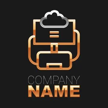 Line Cloud database icon isolated on black background. Cloud computing concept Illustrazione stock