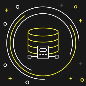 Line Cloud database icon isolated on black background. Cloud computing concept Illustrazione stock