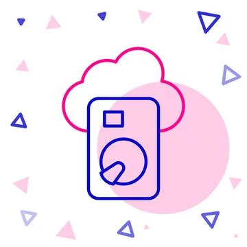 Line Cloud database icon isolated on white background. Cloud computing concept Illustrazione stock