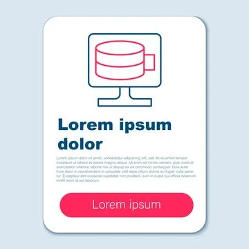 Line Cloud database icon isolated on grey background. Cloud computing concept 스톡 일러스트