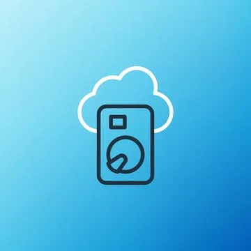 Line Cloud database icon isolated on blue background. Cloud computing conce.. Stockillustratie