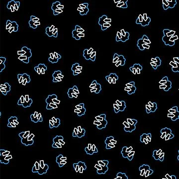 Line Cloud download and upload icon isolated seamless pattern on black backgr Stock Illustration
