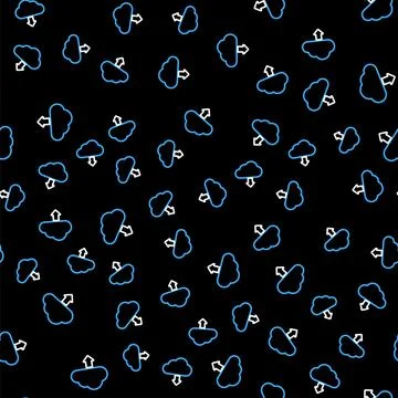 Line Cloud download icon isolated seamless pattern on black background. Vector Stock Illustration