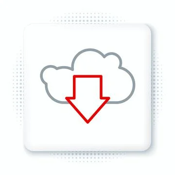 Line Cloud download icon isolated on white background. Colorful outline concept Stockillustratie